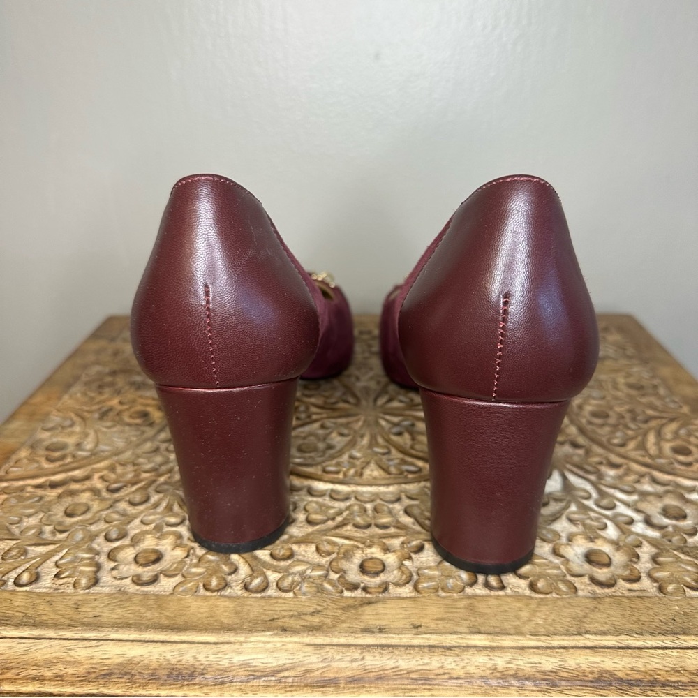 Talbots Women’s Ellery Burgundy Suede Bit Block Heel Pumps Sz 10.5 - Picture 4 of 8